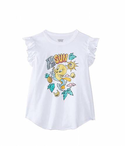 送料無料 Chaser Kids 女の子用 ファッション 子供服 Tシャツ Looney Tunes - Fun in The Sun Shirttail Tee (Little Kids/Big Kids) - White