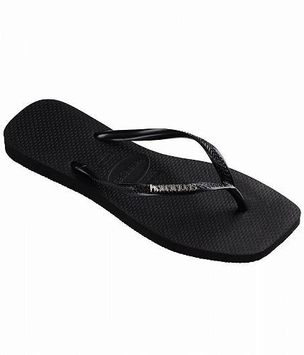 送料無料 ハワイアナス Havaianas レディース 女性用 シューズ 靴 サンダル Slim Square Logo Metallic Flip-Flop - Black/Silver