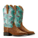 送料無料 アリアト Ariat レディース 女性用 シューズ 靴 ブーツ ウエスタンブーツ Round Up Wide Square Toe Western Boots - Embossed Chestnut