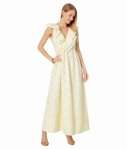 ̵ ꡼ԥ塼åĥ Lilly Pulitzer ǥ  եå ɥ쥹 Ritamarie V-Neck Ruffle Maxi - Pastel Finch Yellow Flora Faille