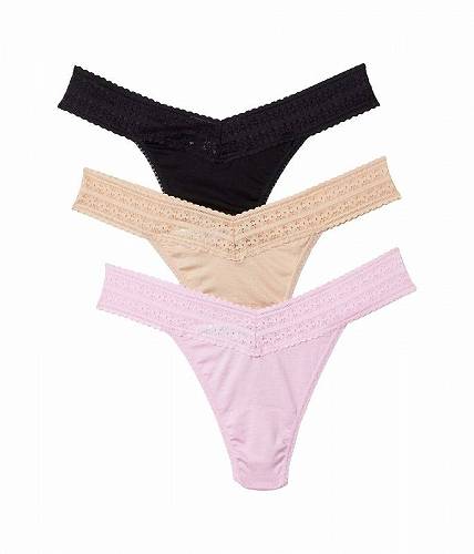 送料無料 ハンキーパンキー Hanky Panky レディース 女性用 ファッション 下着 ショーツ 3 Pack DreamEase Original Rise Thongs - Black/Chai/Pink