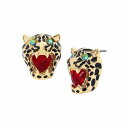 送料無料 ベッツィージョンソン Betsey Johnson レディース 女性用 ジュエリー 宝飾品 イヤリング Cheetah Stud Earrings - Red/Gold