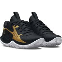 送料無料 アンダーアーマー Under Armour Kids キッズ 子供用 キッズシューズ 子供靴 スニーカー 運動靴 JET &#039;23 Basketball Shoe (Little Kid) - Black/Black/Metallic Gold