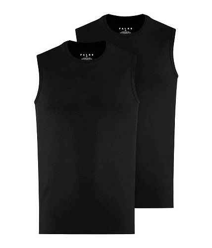 送料無料 ファルケ Falke メンズ 男性用 ファッション タンクトップ Daily Comfort Crew Neck Muscle Shirt 2-Pack - Black (Black 3000)