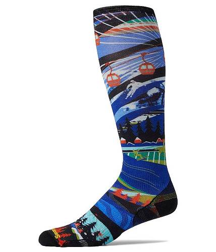 楽天グッズ×グッズ送料無料 スマートウール Smartwool メンズ 男性用 ファッション ソックス 靴下 スリッパ Ski Zero Cushion Skication Print Over-the-Calf Socks - Mist Blue