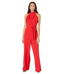 送料無料 べべ Bebe レディース 女性用 ファッション ジャンプスーツ つなぎ セット Ruffle Halter Tie Neck Jumpsuit - Red