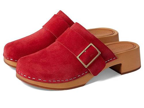 送料無料 スウェディッシュハズビーンズ Swedish Hasbeens レディース 女性用 シューズ 靴 クロッグ Slejf Clog - Rosso Suede