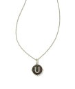  PhXRbg Kendra Scott fB[X p WG[ i lbNX Letter Disc Pendant Necklace - Rhodium Black Mother-of-Pearl U