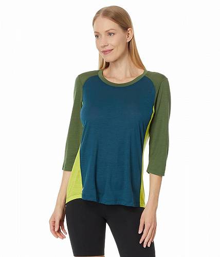 ̵ ޡȥ Smartwool ǥ  եå ƥ֥ Ultralite Mountain Bike 3/4 Sleeve Tee - Twilight Blue/Fern Green