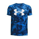 送料無料 アンダーアーマー Under Armour Kids 男の子用 ファッション 子供服 アクティブウエアシャツ Tech Block Printed Short Sleeve (Big Kids) - Blue Mirage/White