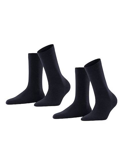 送料無料 ファルケ Falke レディース 女性用 ファッション ソックス 靴下 Softmerino 2-Pack Crew Socks - Dark Navy