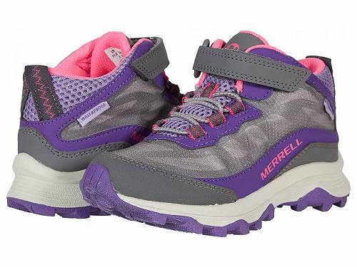 送料無料 メレル Merrell Kids 女の子用 キッズシューズ 子供靴 ハイキングブーツ Moab Speed Mid A/C Waterproof (Toddler/Little Kid/Big Kid) - Grey/Pink/Purple