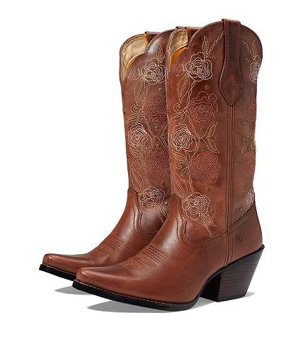 ̵ ǥ Durango ǥ  塼  ֡ ֡ Crush 13" Western Snip Toe w/ Rose Embossed - Brown