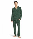 送料無料 エバージェイ Eberjey メンズ 男性用 ファッション パジャマ 寝巻き William Printed PJ Set - Winterpine Forest Green/Ivory