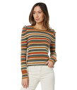 送料無料 モッドオードック Mod-o-doc レディース 女性用 ファッション セーター Earthy Stripe Long Sleeve Puff Sweater - Ochre Multi