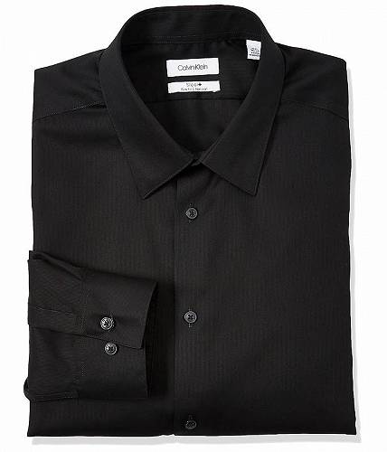 送料無料 カルバンクライン Calvin Klein メンズ 男性用 ファッション ボタンシャツ Dress Shirts Slim Fit Non Iron Solid - Black