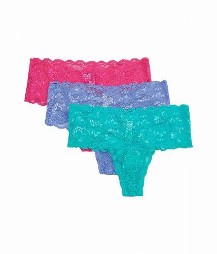 ̵ ٥ Cosabella ǥ  եå  硼 Never Say Never Comfie Thongs 3-Pack - Portif Bl Flori Pink Addy Grn