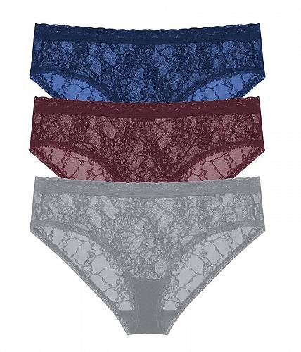 楽天グッズ×グッズ送料無料 ネイトリ Natori レディース 女性用 ファッション 下着 ショーツ Bliss Allure Girl Brief 3-Pack - Indigo/Vino/Stormy