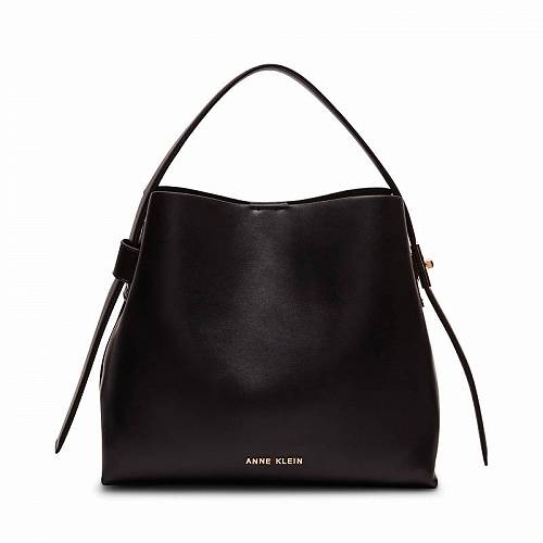 送料無料 アン クライン Anne Klein レディース 女性用 バッグ 鞄 ホーボー ハンドバッグ Convertible Minimal Hobo with Enamel Turnlock - Black