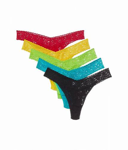 送料無料 ハンキーパンキー Hanky Panky レディース 女性用 ファッション 下着 ショーツ Plus Size Thong 5-Pack - Strawberry/Sun Kissed/Lush Green/Sea Breeze/Black