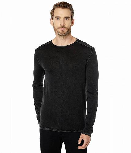 送料無料 ジョーンバルバトス John Varvatos メンズ 男性用 ファッション Tシャツ Long Sleeve Crew Neck in Acid Wash Y1833U4B - Black