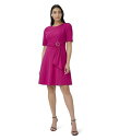  AhAipy Adrianna Papell fB[X p t@bV hX Stretch Crepe Tie Front Dress with High-Low Hem - Bright Magenta