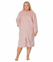  JmCo[K[ Karen Neuburger fB[X p t@bV pW} Q oX[u Plus Size Long Sleeve 47&quot; Shawl Collar Zip Robe - Pink