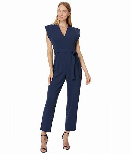 送料無料 カルバンクライン Calvin Klein レディース 女性用 ファッション ジャンプスーツ つなぎ セット V-Neck Jumpsuit with Extended Sleeve Detail - Academy