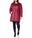  JoNC Calvin Klein fB[X p t@bV AE^[ WPbg R[g _EEEC^[R[g Hooded Chevron Packable Down Jacket (Standard and Plus) - Shine Berry