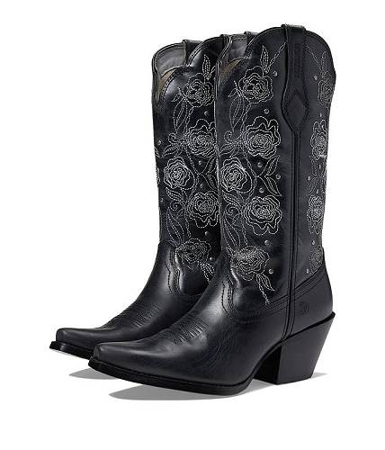 送料無料 デュランゴ Durango レディース 女性用 シューズ 靴 ブーツ ウエスタンブーツ Crush 13" Western Snip Toe w/ Rose Embossed - Black