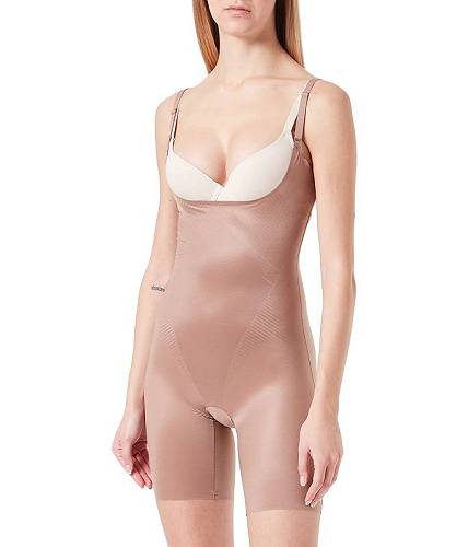 送料無料 スパンクス Spanx レディース 女性用 ファッション 下着 ショーツ Thinstincts 2.0 Open-Bust Midthigh Bodysuit - Cafe Au Lait