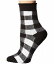 ̵ ץå Plush ǥ  եå å  Thin Rolled Fleece Socks - Black/White Plaid
