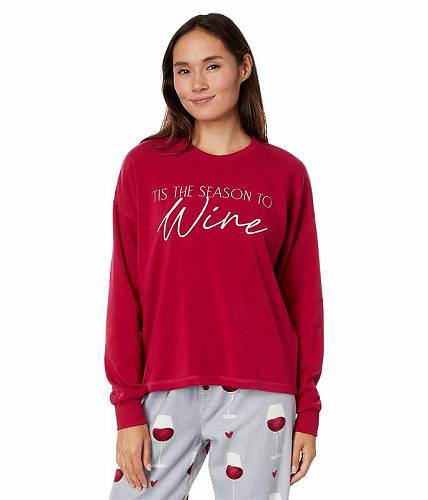 送料無料 ピージェーサルベーシュ P.J. Salvage レディース 女性用 ファッション パジャマ 寝巻き Holiday Sweatshirt - Crimson