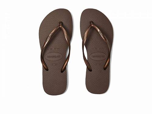 送料無料 ハワイアナス Havaianas レディース 女性用 シューズ 靴 サンダル Slim Flip Flop Sandal - Dark Brown Metallic