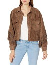  uNGkCV[ Blank NYC fB[X p t@bV AE^[ WPbg R[g WPbg Faux Suede Fringe Shirt Jacket in Hot Cocoa - Hot Cocoa