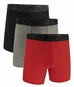 送料無料 アンダーアーマー Under Armour メンズ 男性用 ファッション 下着 3-Pack Performance Tech Solid 6" Boxer Briefs - Red