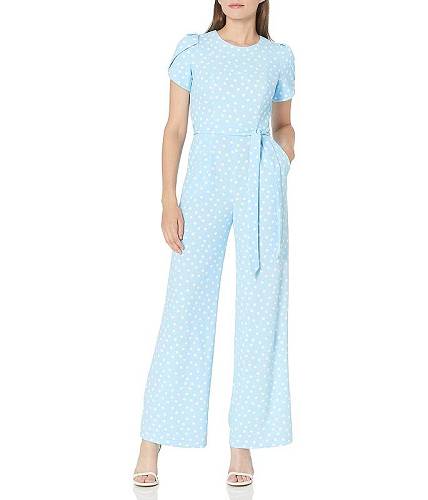 ̵ Х󥯥饤 Calvin Klein ǥ  եå ץ Ĥʤ å Women's Tulip Sleeve Jumpsuit with Self Belt - Serene/White