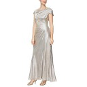  Alex Evenings fB[X p t@bV hX Long A-Line Metallic Knit Gown - Champagne