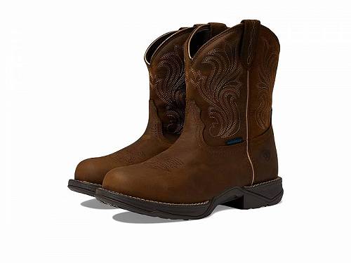 こちらの商品は アリアト Ariat レディース 女性用 シューズ 靴 ブーツ ウエスタンブーツ Anthem Round Toe Shortie Waterproof Western Boot - Glazed Brown です。 注文後のサイズ変更・キャンセルは出来ませんので、十分なご検討の上でのご注文をお願いいたします。 ※靴など、オリジナルの箱が無い場合がございます。ご確認が必要な場合にはご購入前にお問い合せください。 ※画面の表示と実物では多少色具合が異なって見える場合もございます。 ※アメリカ商品の為、稀にスクラッチなどがある場合がございます。使用に問題のない程度のものは不良品とは扱いませんのでご了承下さい。 ━ カタログ（英語）より抜粋 ━ Keep your feet styled in the comfort of the premium design of the Ariat(R) Anthem Round Toe Shortie Waterproof Western Boots for a fun look all day long. Waterprrof leather upper. Man-made lining and insole. Pull-on style. Pull tabs for easy on and off. Round toe construction. Mid-calf length silhouette. South western-inspired design along the shaft. Man-made outsole. Style Number: 10044411 ※掲載の寸法や重さはサイズ「9, width B - Medium」を計測したものです. サイズにより異なりますので、あくまで参考値として参照ください. 実寸（参考値）： Heel Height: 約 3.17 cm Weight: 約 570 g Circumference: 約 38.10 cm Shaft: 約 22.23 cm Platform Height: 約 1.91 cm ■サイズの幅(オプション)について Slim &lt; Narrow &lt; Medium &lt; Wide &lt; Extra Wide S &lt; N &lt; M &lt; W A &lt; B &lt; C &lt; D &lt; E &lt; EE(2E) &lt; EEE(3E) ※足幅は左に行くほど狭く、右に行くほど広くなります ※標準はMedium、M、D(またはC)となります ※メーカー毎に表記が異なる場合もございます