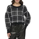 送料無料 ダナキャランニューヨーク DKNY レディース 女性用 ファッション セーター Long Sleeve Box Plaid Sweater - Black/Ivory