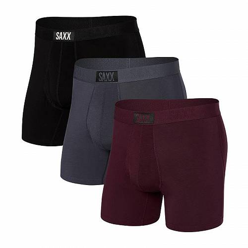 送料無料 サックスアンダーウエアー SAXX UNDERWEAR メンズ 男性用 ファッション 下着 Ultra Boxer Fly 3-Pack - Burnt Plum/Turbulence/Black