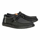 送料無料 ヘイデュード Hey Dude メンズ 男性用 シューズ 靴 ローファー Wally Elevated Basics - Black/Black