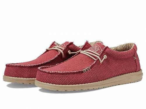 送料無料 ヘイデュード Hey Dude メンズ 男性用 シューズ 靴 スニーカー 運動靴 Wally Braided Slip-On Casual Shoes - Pompeian Red