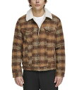 送料無料 リーバイス Levi s(R) メンズ 男性用 ファッション アウター ジャケット コート ジャケット Varsity Two-Pocket Wool Blend/Faux Leather Jacket - Brown Plaid (BOM)