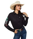  AAg Ariat fB[X p t@bV {^Vc Wrinkle Resist Team Kirby Stretch Shirt - Black/Mexico Flag Embroidery