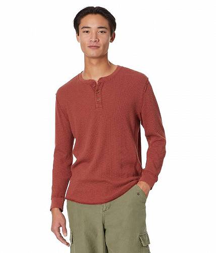 送料無料 ラッキーブランド Lucky Brand メンズ 男性用 ファッション Tシャツ Garment Dye Thermal Henley - Terracotta