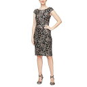  Alex Evenings fB[X p t@bV hX Short Embroidered Sequins Sheath Dress with Cap Sleeves - Black/Copper