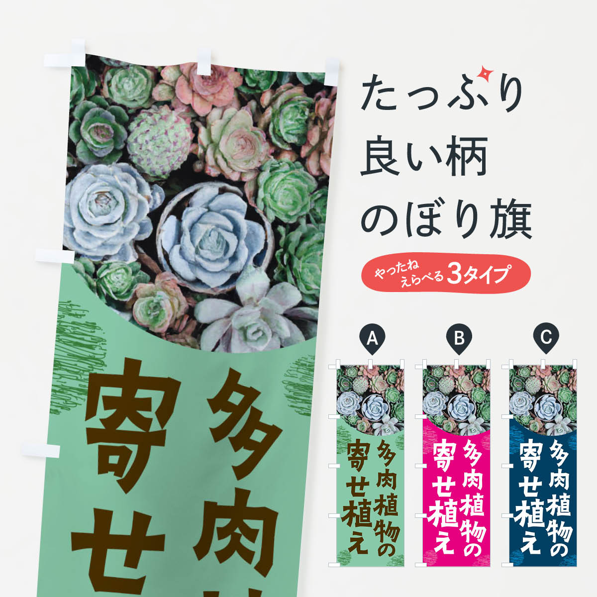 【ネコポス送料360】 のぼり旗 多肉植物寄せ植え・園芸のぼり 4N1T グッズプロ グッズプロ グッズプロ