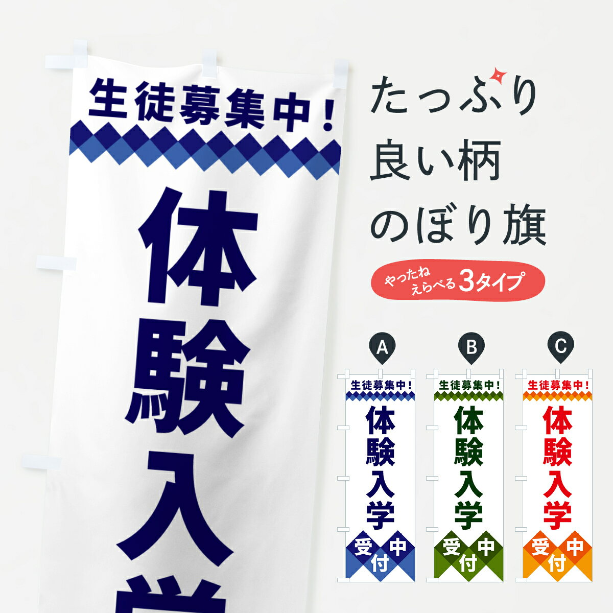 【ネコポス送料360】 のぼり旗 体験入学受付中・生徒募集中のぼり 49W2 体験入塾・見学 グッズプロ 【名入れできます+1017円】