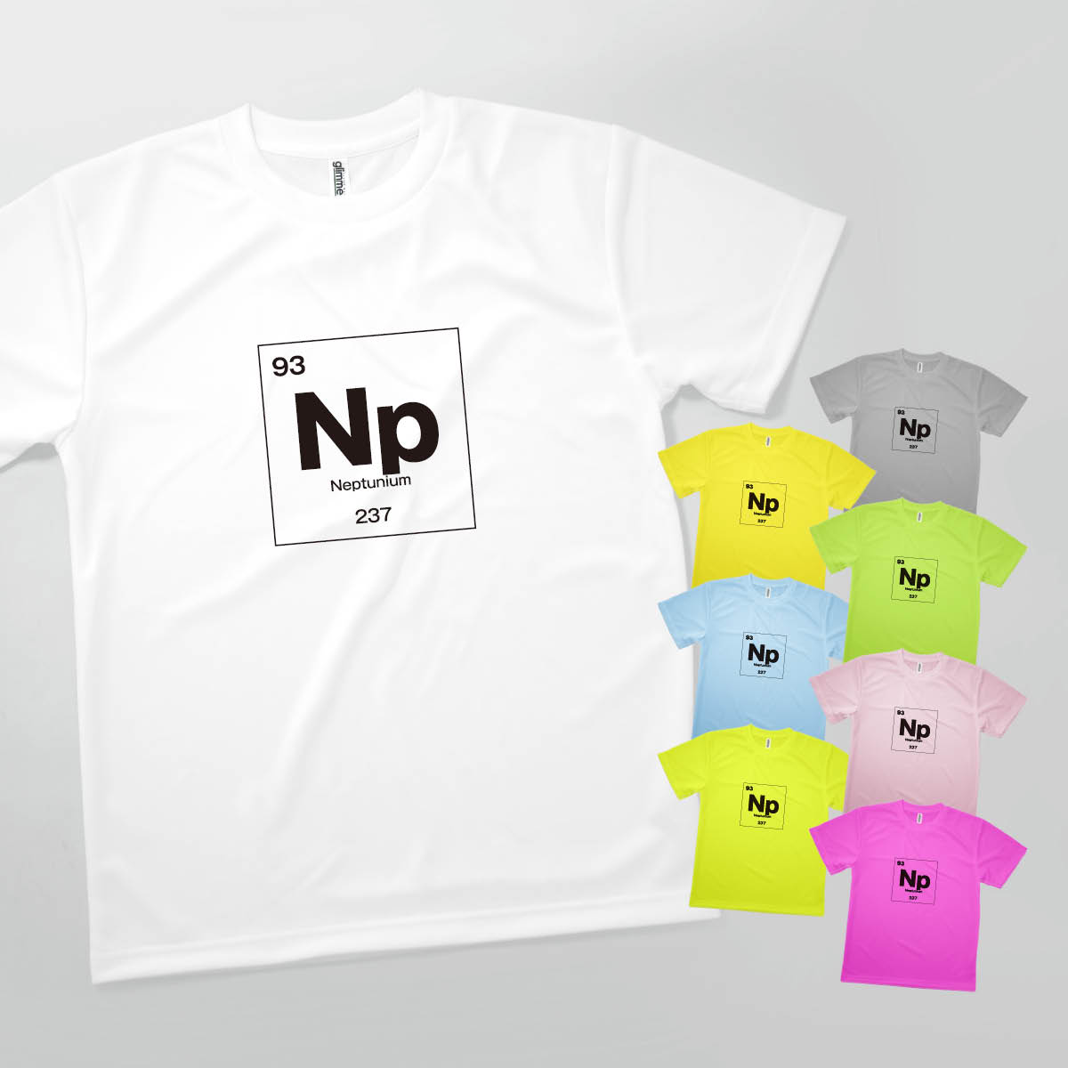 Tシャツ ネプツニウム 元素記号 ドライ 速乾 発汗性の良い快適素材 ドライTシャツ